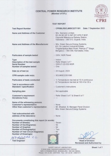 CPRI TEST REPORT - Certificate